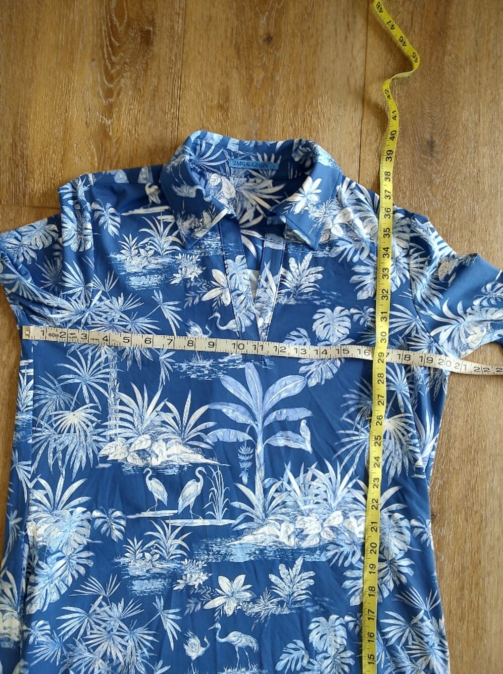 J.Mclaughlin Tropical Botanical  Catalina Cloth Midi Dress Coastal Blue White L - Picture 5 of 11